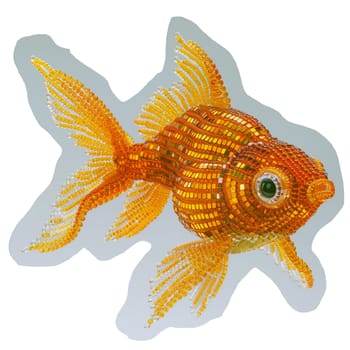 Goldfish with beaded sequins cut out sticker ai generated image