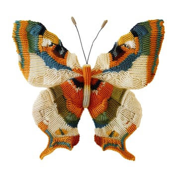 Knitted butterfly with a colorful pattern ai generated image