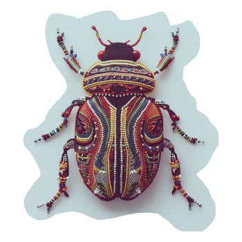 Decorative beetle with beaded patterns ai generated image