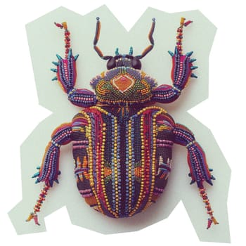 Decorative beetle with colorful beaded patterns ai generated image