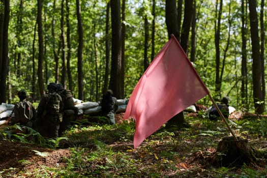 A disciplined and specialized military unit, donned in camouflage, strategically patrolling and maintaining control in a high-stakes environment, showcasing their precision, unity, and readiness for special operations.