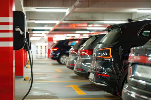 a car is plugged into a charging station by AI generated image.