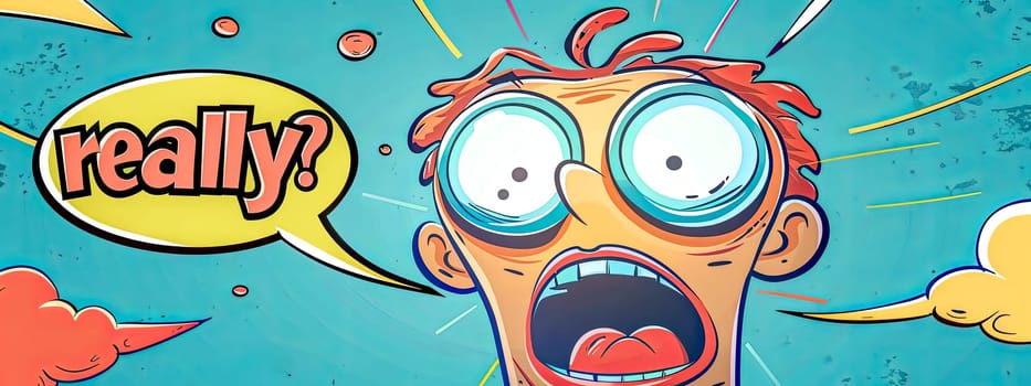 Colorful illustration of a comic-style character expressing shock with a speech bubble saying really?