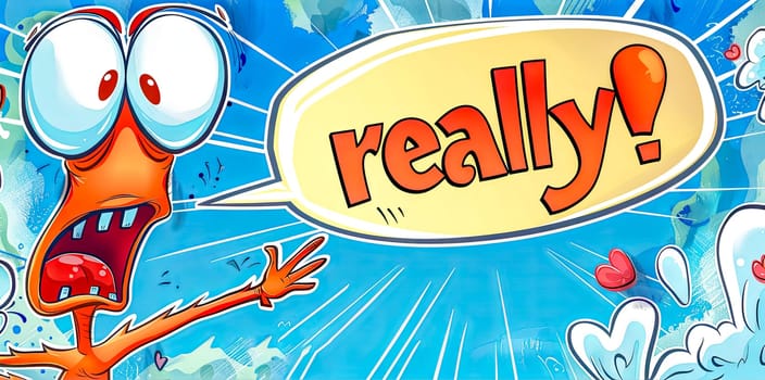 Vibrant cartoon illustration featuring an astonished character and a really! speech bubble