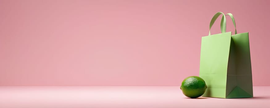 Shopping bag on backdrop with studio lighting, shopping advertisement and product placement