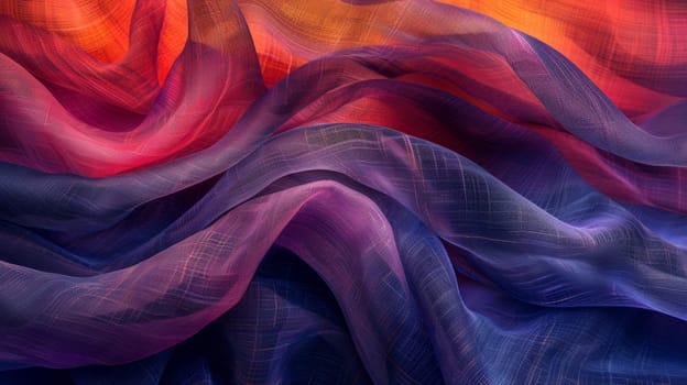 A close up of a colorful fabric with waves and swirls