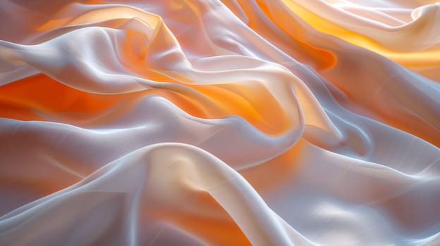 A close up of a white and orange fabric with some folds