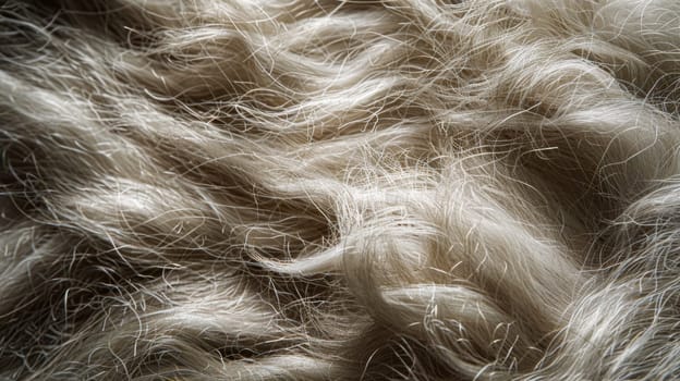 A close up of a fluffy white fur with long hair