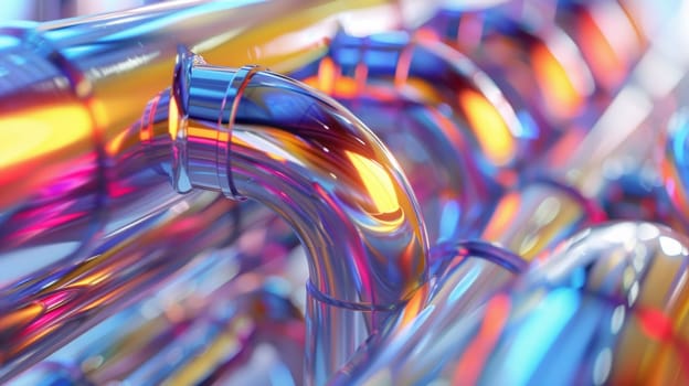 A close up of a bunch of pipes that are shiny