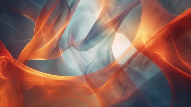A close up of a abstract painting with orange and blue colors