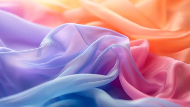 A close up of a colorful fabric that is draped on the ground