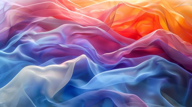 A close up of a colorful fabric that is waving in the wind