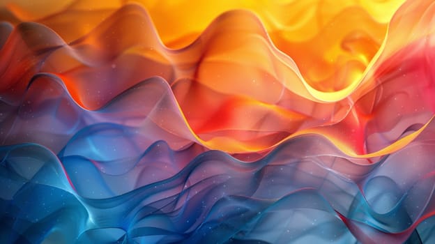 A colorful abstract painting of a wavy pattern with bright colors