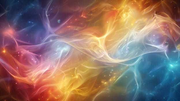 A colorful swirl of smoke and light in a dark background