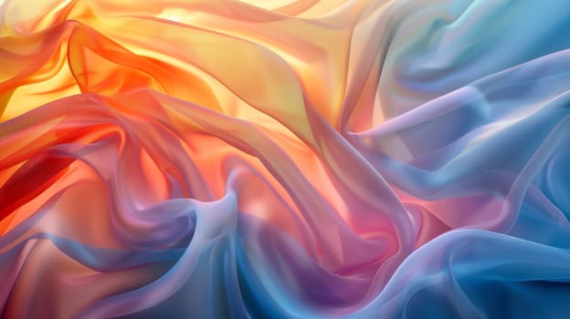 A close up of a colorful fabric with some waves in it