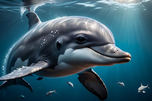 cute dolphin in his environment. AI generated image.
