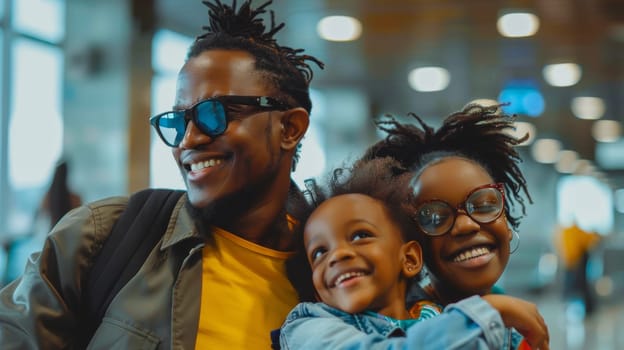 A man and two children smiling for the camera