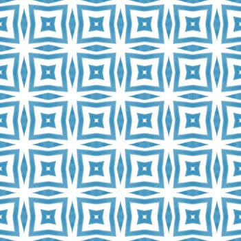 Medallion seamless pattern. Blue symmetrical kaleidoscope background. Textile ready magnificent print, swimwear fabric, wallpaper, wrapping. Watercolor medallion seamless tile.