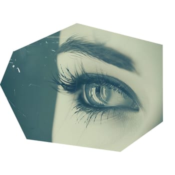 Monochrome close up eye of woman cut out sticker ai generated