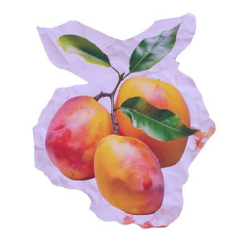 Photo of mangoes fruit on crumpled paper faded colors sticker ai generated