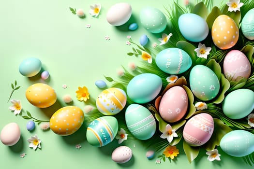 Abstract Easter background, Easter eggs. AI generated image.