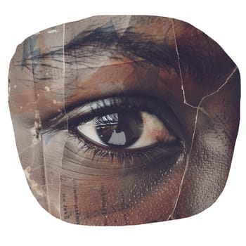 Eye of African female round cut out ai generated sticker