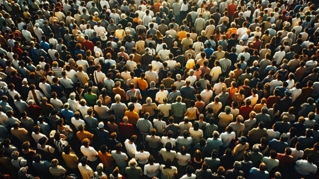 A large group of people standing in a circle with their arms out