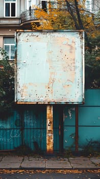 A large white billboard on the side of a building