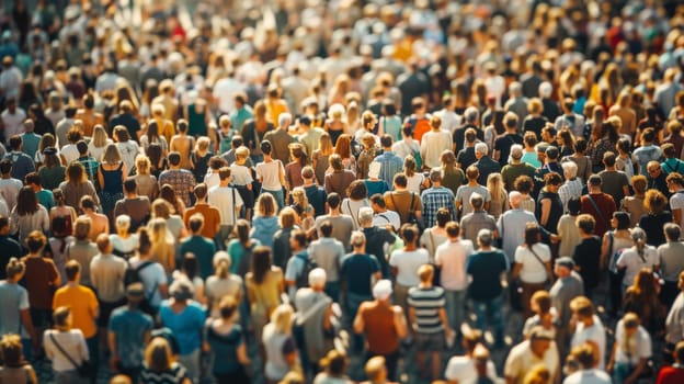 A large crowd of people standing in a line