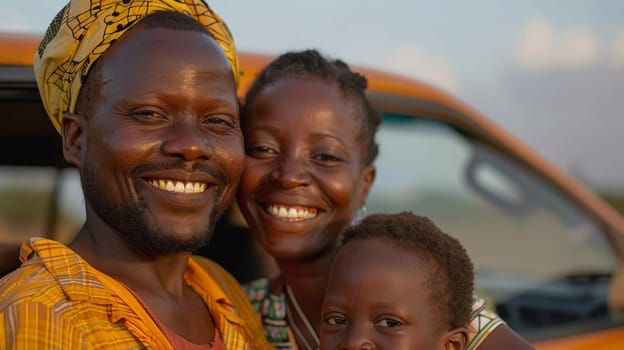 A man and woman with two children smiling for the camera