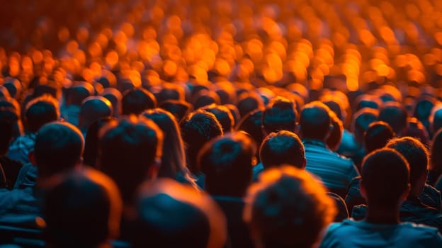 A group of people are sitting in a crowd at an event