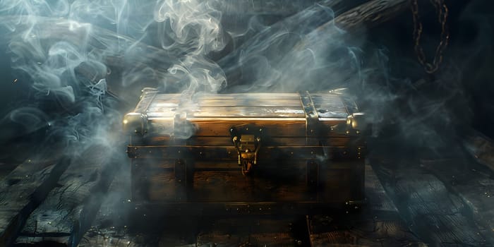 Vintage treasure chest opens to reveal a luminous but hidden secret. High quality photo