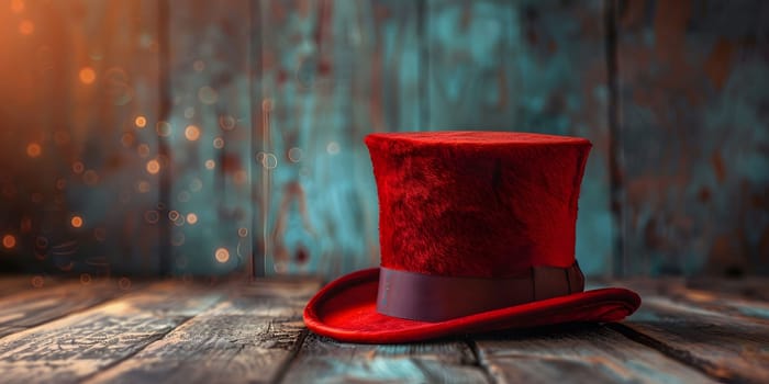 mystery hat in wooden background. High quality photo