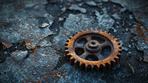 small rust gear wheel on the ground, Rusty Gears.