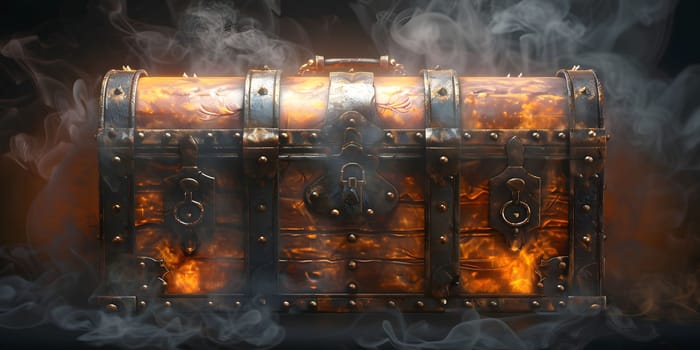 Vintage treasure chest opens to reveal a luminous but hidden secret. High quality photo