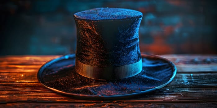 mystery hat in wooden background. High quality photo