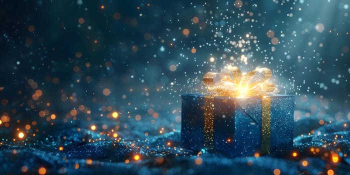 sparkling Christmas presents on a black background. High quality photo
