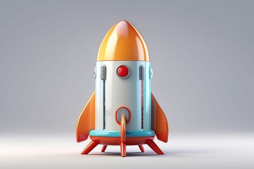 3D Render High Detail of a Rocket Spaceship, isolated on background
