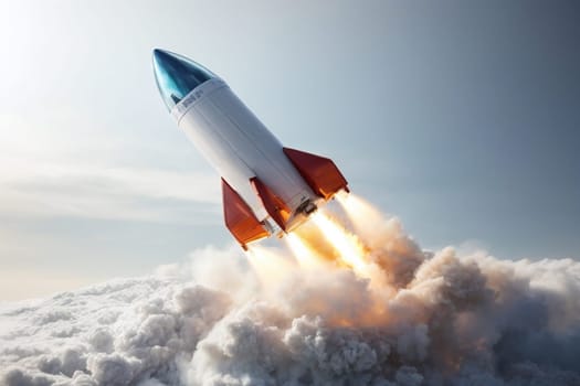 3D Render High Detail of a Rocket Spaceship, isolated on background
