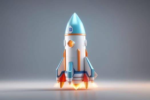 3D Render High Detail of a Rocket Spaceship, isolated on background
