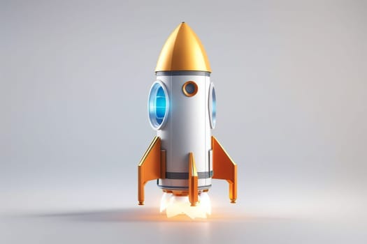 3D Render High Detail of a Rocket Spaceship, isolated on background
