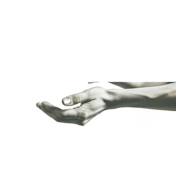 Man hand with palm up isolated ai generated image