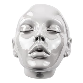 Glossy white beauty woman face sculpture cut out ai generated