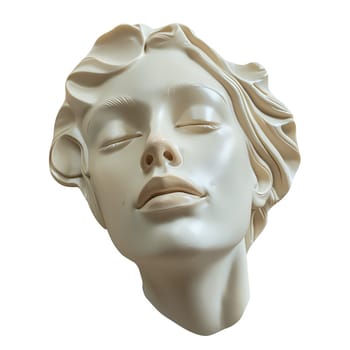 Woman face ceramic statue cut out element ai generated
