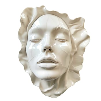 Woman face ceramic statue cut out element ai generated