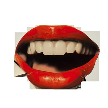 Smiling mouth with folded paper effect ai generated element