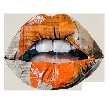 Lip collage element with newspaper effect ai generated