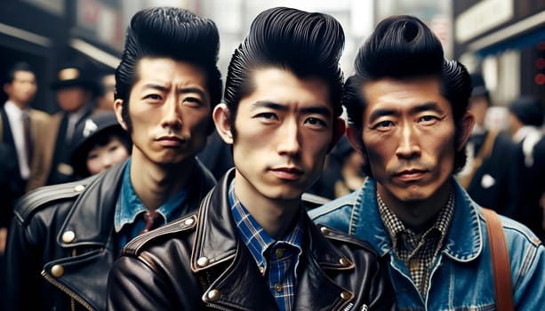 Close Up Portrait of Rockabillies in Tokyo, Japan. High quality photo