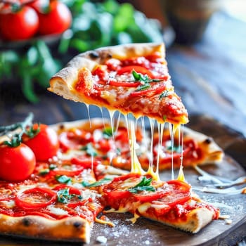 beautiful delicious pizza close-up. generate ai quality