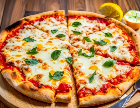 beautiful delicious pizza close-up. generate ai quality